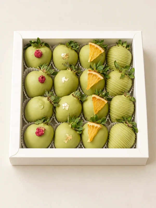 Клубничный бокс "Greenday" — «Клубничный бокс Greenday» — клубничный бокс Dolce Sweets из 16 ягод клубники в цветном шоколаде.